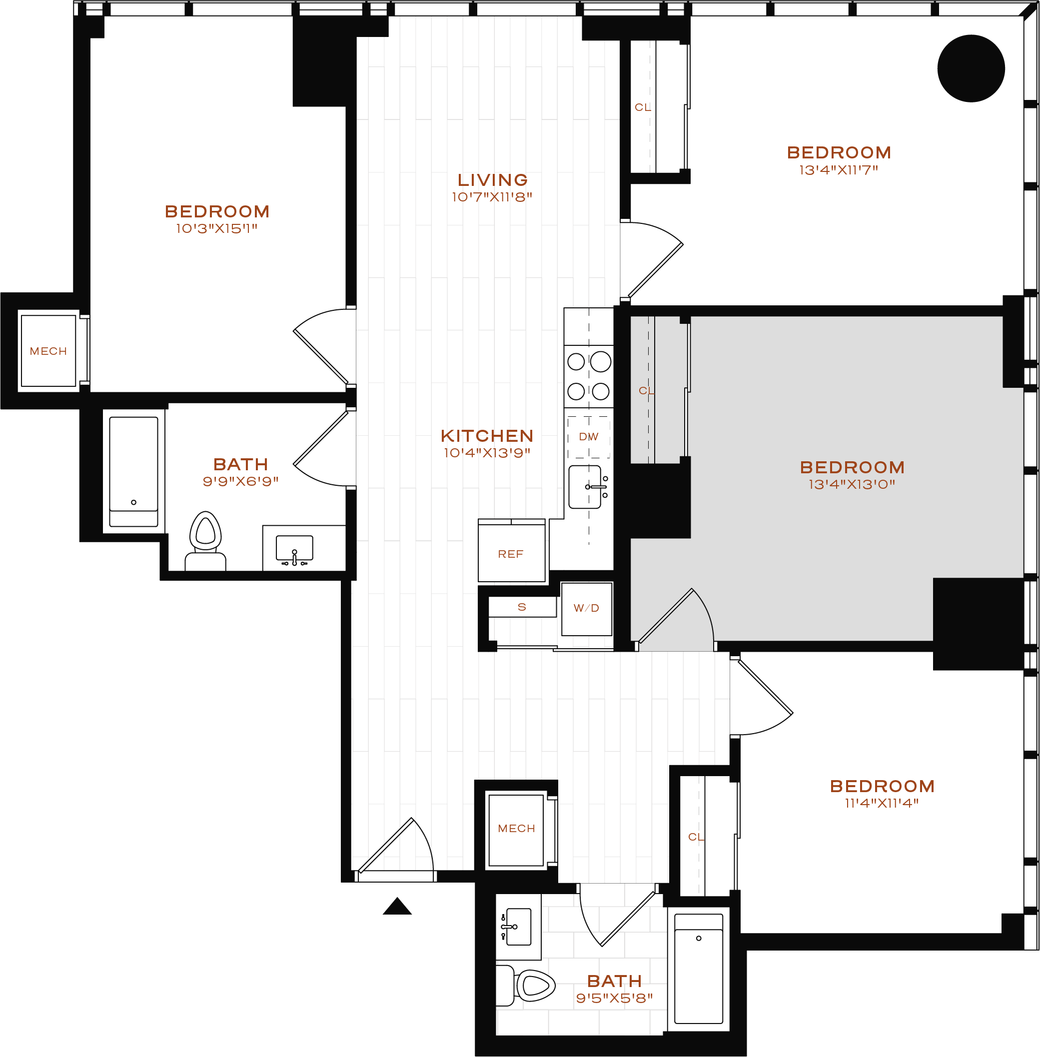 Rendering of the Co-Living LT-08 Bedroom 3 Floor Plan